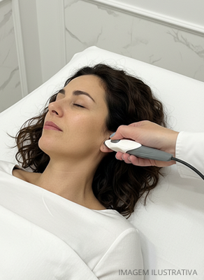 Imagem ilustrando uma sessão de tratamento com neuromodulação REAC.